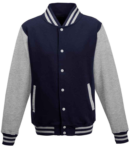 Just Hoods JH043 Oxford Navy/Heather Grey Front -  Ready to be Embroidered and Printed by Custard Workwear - Cheap Personalised and Customised Workwear in Nottinghamshire, Derbyshire and Leicestershire