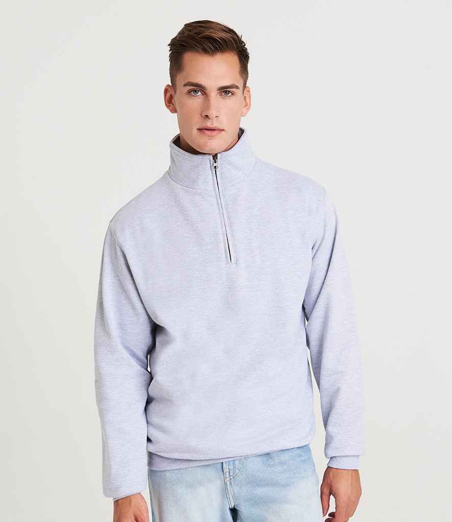 Just Hoods JH046 Heather Grey Model -  Ready to be Embroidered and Printed by Custard Workwear - Cheap Personalised and Customised Workwear in Nottinghamshire, Derbyshire and Leicestershire