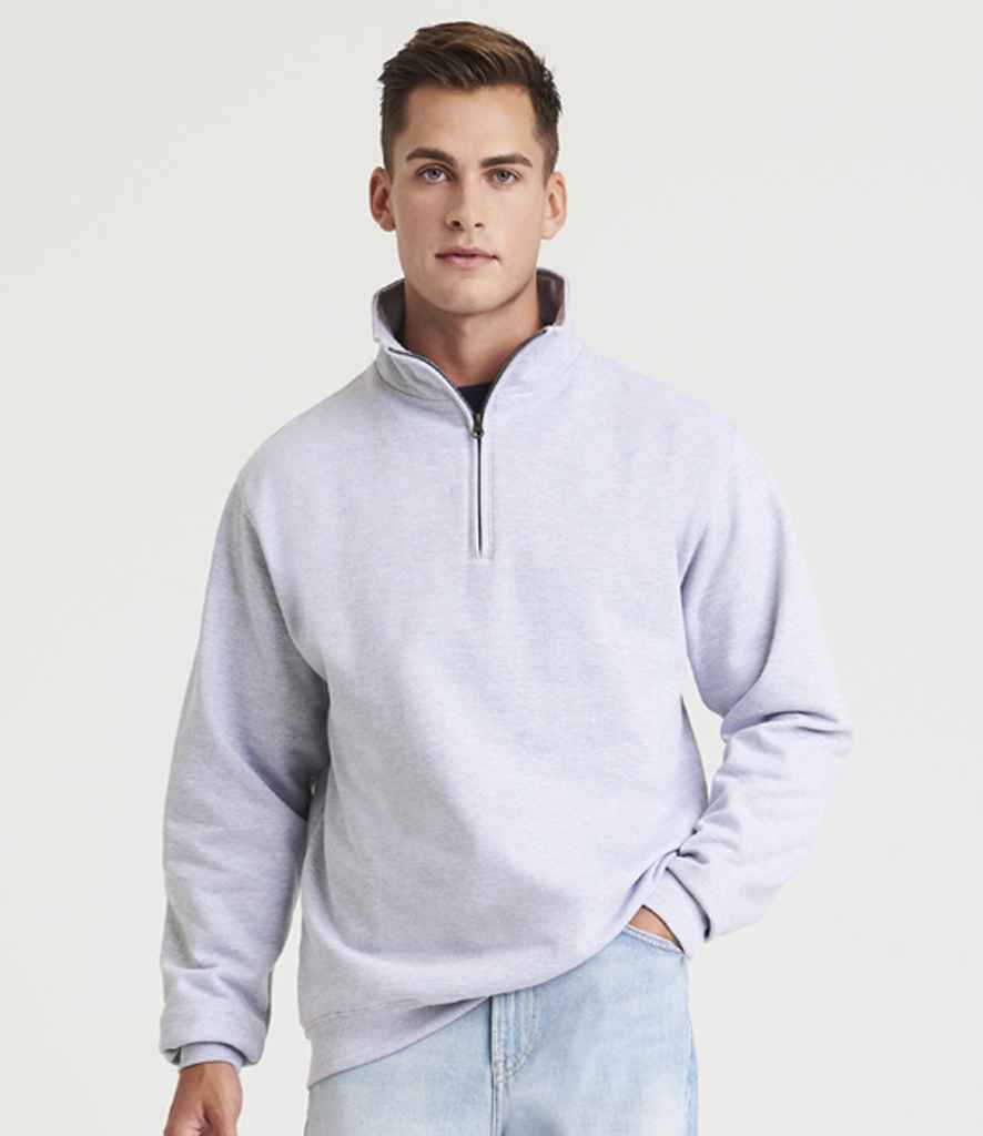 Just Hoods JH046 Heather Grey Model -  Ready to be Embroidered and Printed by Custard Workwear - Cheap Personalised and Customised Workwear in Nottinghamshire, Derbyshire and Leicestershire
