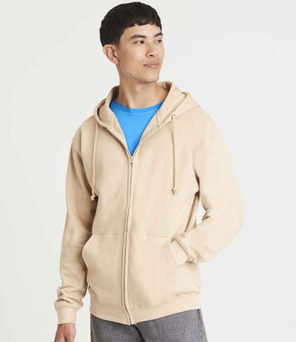 Just Hoods JH050 Desert Sand Model -  Ready to be Embroidered and Printed by Custard Workwear - Cheap Personalised and Customised Workwear in Nottinghamshire, Derbyshire and Leicestershire
