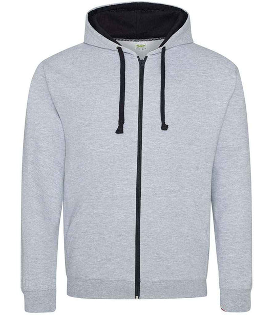 Just Hoods JH053 Heather Grey/New French Navy Front -  Ready to be Embroidered and Printed by Custard Workwear - Cheap Personalised and Customised Workwear in Nottinghamshire, Derbyshire and Leicestershire