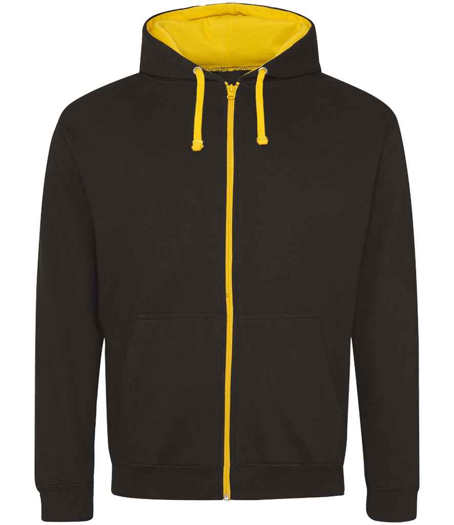 Just Hoods JH053 Jet Black/Gold Front -  Ready to be Embroidered and Printed by Custard Workwear - Cheap Personalised and Customised Workwear in Nottinghamshire, Derbyshire and Leicestershire