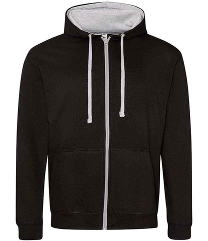 Just Hoods JH053 Jet Black/Heather Grey Front -  Ready to be Embroidered and Printed by Custard Workwear - Cheap Personalised and Customised Workwear in Nottinghamshire, Derbyshire and Leicestershire
