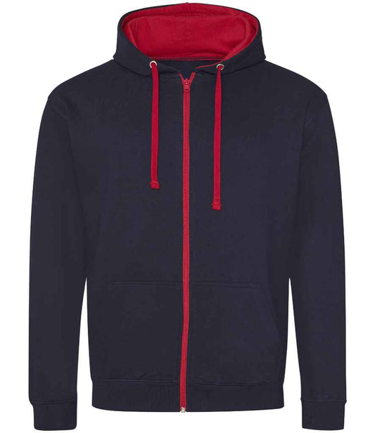 Just Hoods JH053 New French Navy/Fire Red Front -  Ready to be Embroidered and Printed by Custard Workwear - Cheap Personalised and Customised Workwear in Nottinghamshire, Derbyshire and Leicestershire
