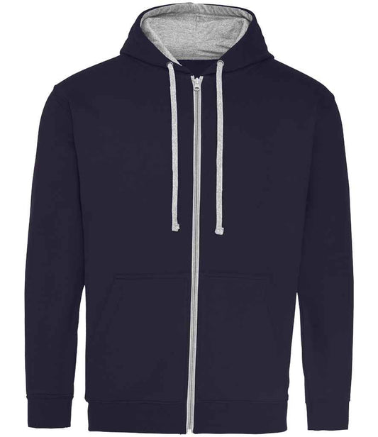 Just Hoods JH053 New French Navy/Heather Grey Front -  Ready to be Embroidered and Printed by Custard Workwear - Cheap Personalised and Customised Workwear in Nottinghamshire, Derbyshire and Leicestershire