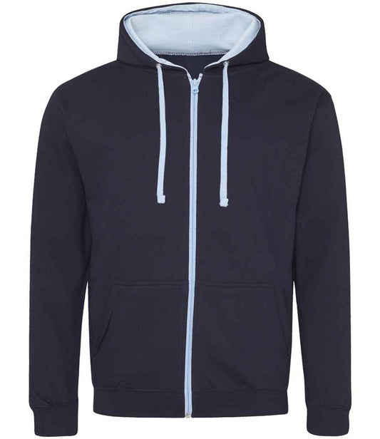 Just Hoods JH053 New French Navy/Sky Blue Front -  Ready to be Embroidered and Printed by Custard Workwear - Cheap Personalised and Customised Workwear in Nottinghamshire, Derbyshire and Leicestershire