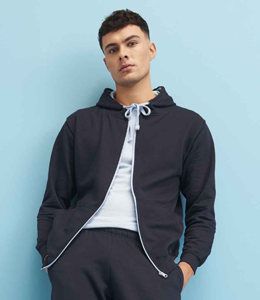 Just Hoods JH053 New French Navy/Sky Blue Model -  Ready to be Embroidered and Printed by Custard Workwear - Cheap Personalised and Customised Workwear in Nottinghamshire, Derbyshire and Leicestershire