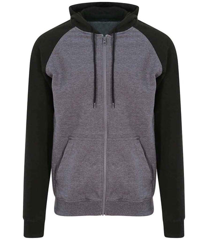 Just Hoods JH063 Charcoal/Jet Black Front -  Ready to be Embroidered and Printed by Custard Workwear - Cheap Personalised and Customised Workwear in Nottinghamshire, Derbyshire and Leicestershire