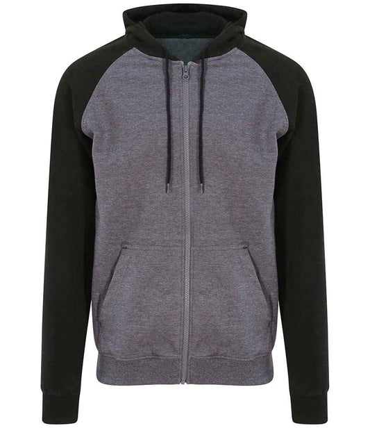 Just Hoods JH063 Charcoal/Jet Black Front -  Ready to be Embroidered and Printed by Custard Workwear - Cheap Personalised and Customised Workwear in Nottinghamshire, Derbyshire and Leicestershire