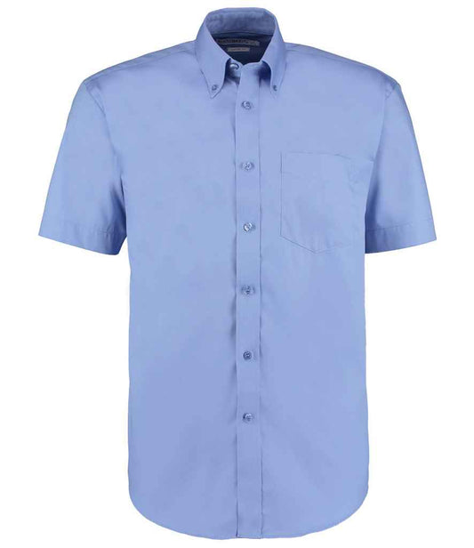 Kustom Kit K109 Mid Blue Front -  Ready to be Embroidered and Printed by Custard Workwear - Cheap Personalised and Customised Workwear in Nottinghamshire, Derbyshire and Leicestershire
