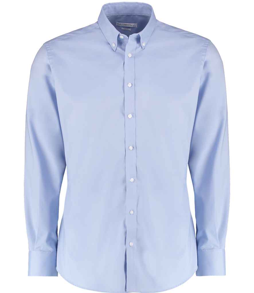 Kustom Kit K182 Light Blue Front -  Ready to be Embroidered and Printed by Custard Workwear - Cheap Personalised and Customised Workwear in Nottinghamshire, Derbyshire and Leicestershire