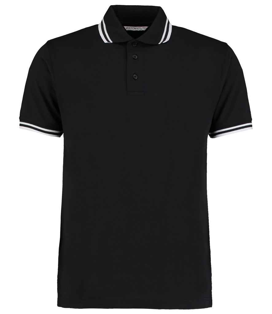 Kustom Kit K409 Black/White Front -  Ready to be Embroidered and Printed by Custard Workwear - Cheap Personalised and Customised Workwear in Nottinghamshire, Derbyshire and Leicestershire