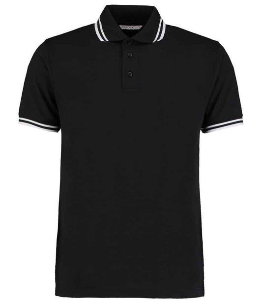 Kustom Kit K409 Black/White Front -  Ready to be Embroidered and Printed by Custard Workwear - Cheap Personalised and Customised Workwear in Nottinghamshire, Derbyshire and Leicestershire