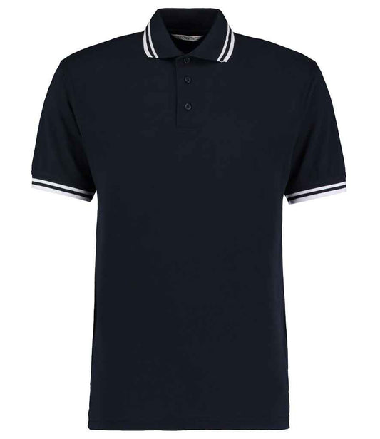 Kustom Kit K409 Navy/White Front -  Ready to be Embroidered and Printed by Custard Workwear - Cheap Personalised and Customised Workwear in Nottinghamshire, Derbyshire and Leicestershire