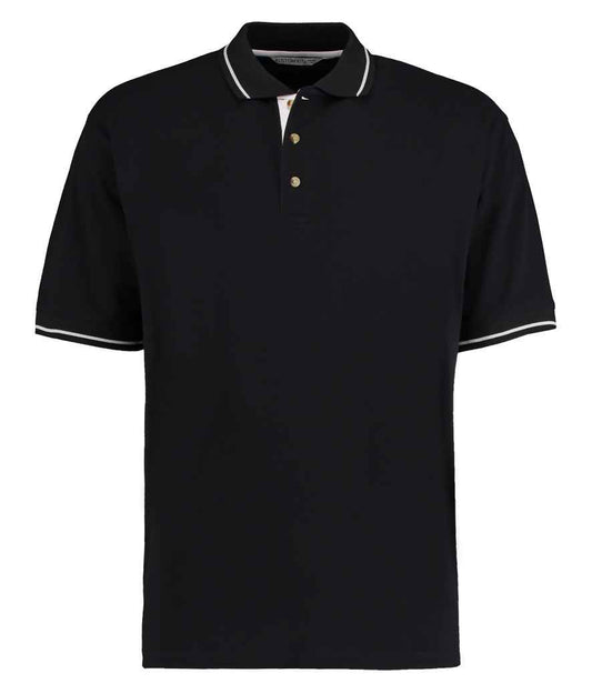 Kustom Kit K606 Black/White Front -  Ready to be Embroidered and Printed by Custard Workwear - Cheap Personalised and Customised Workwear in Nottinghamshire, Derbyshire and Leicestershire