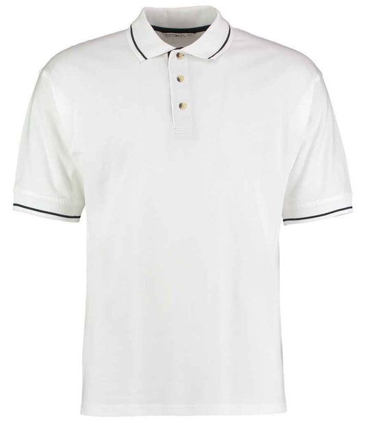 Kustom Kit K606 White/Navy Front -  Ready to be Embroidered and Printed by Custard Workwear - Cheap Personalised and Customised Workwear in Nottinghamshire, Derbyshire and Leicestershire