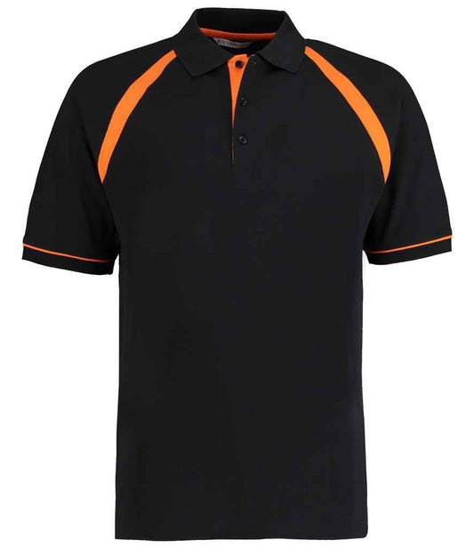 Kustom Kit K615 Black/Orange Front -  Ready to be Embroidered and Printed by Custard Workwear - Cheap Personalised and Customised Workwear in Nottinghamshire, Derbyshire and Leicestershire