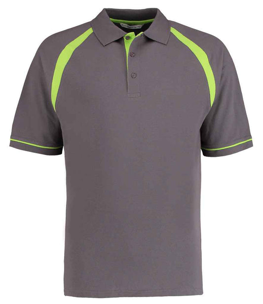 Kustom Kit K615 Charcoal/Lime Green Front -  Ready to be Embroidered and Printed by Custard Workwear - Cheap Personalised and Customised Workwear in Nottinghamshire, Derbyshire and Leicestershire