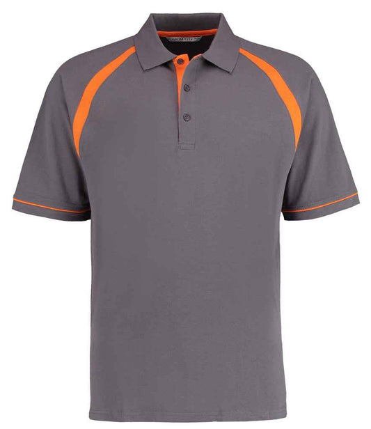Kustom Kit K615 Charcoal/Orange Front -  Ready to be Embroidered and Printed by Custard Workwear - Cheap Personalised and Customised Workwear in Nottinghamshire, Derbyshire and Leicestershire