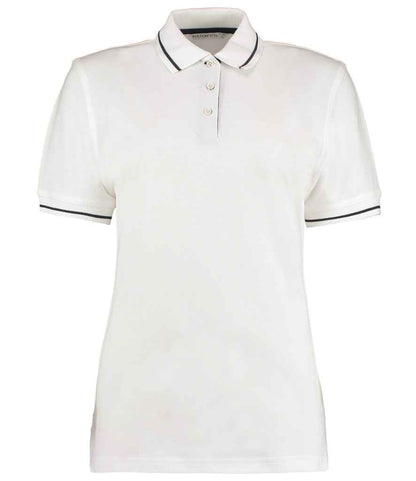 Kustom Kit K706 White/Navy Front -  Ready to be Embroidered and Printed by Custard Workwear - Cheap Personalised and Customised Workwear in Nottinghamshire, Derbyshire and Leicestershire