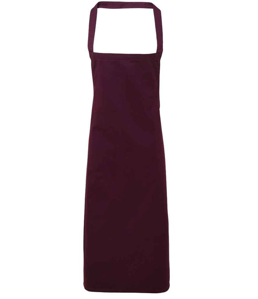 Premier PR102 Aubergine Front - Apron Ready to be Embroidered and Printed by Custard Workwear - Cheap Personalised and Customised Workwear in Nottinghamshire, Derbyshire and Leicestershire