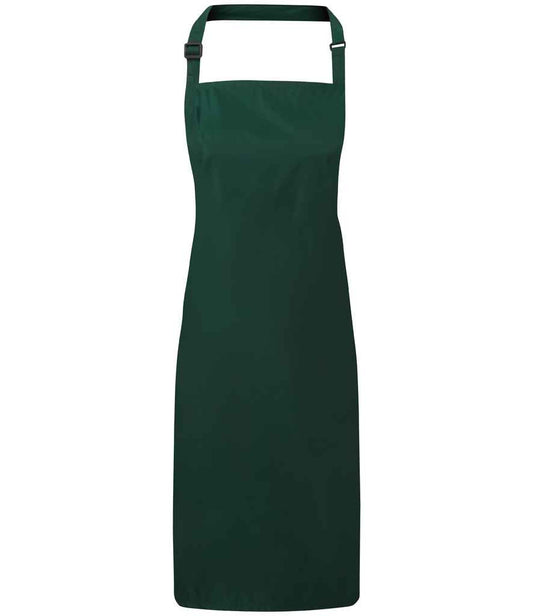 Premier PR115 Bottle Green Front - Apron Ready to be Embroidered and Printed by Custard Workwear - Cheap Personalised and Customised Workwear in Nottinghamshire, Derbyshire and Leicestershire