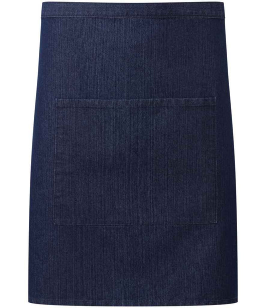 Premier PR141 Indigo Denim Front - Apron Ready to be Embroidered and Printed by Custard Workwear - Cheap Personalised and Customised Workwear in Nottinghamshire, Derbyshire and Leicestershire