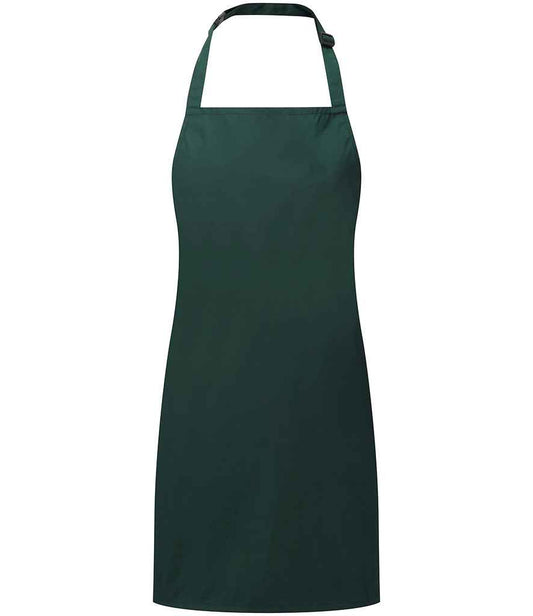 Premier PR145 Bottle Green Front - Apron Ready to be Embroidered and Printed by Custard Workwear - Cheap Personalised and Customised Workwear in Nottinghamshire, Derbyshire and Leicestershire