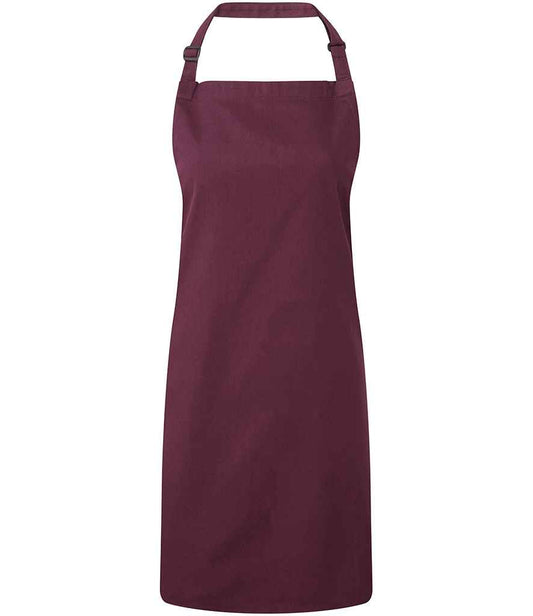 Premier PR150 Aubergine Front - Apron Ready to be Embroidered and Printed by Custard Workwear - Cheap Personalised and Customised Workwear in Nottinghamshire, Derbyshire and Leicestershire