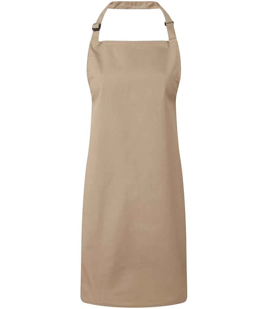Premier PR150 Khaki Front - Apron Ready to be Embroidered and Printed by Custard Workwear - Cheap Personalised and Customised Workwear in Nottinghamshire, Derbyshire and Leicestershire