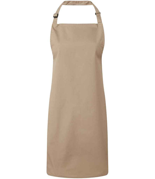 Premier PR150 Khaki Front - Apron Ready to be Embroidered and Printed by Custard Workwear - Cheap Personalised and Customised Workwear in Nottinghamshire, Derbyshire and Leicestershire