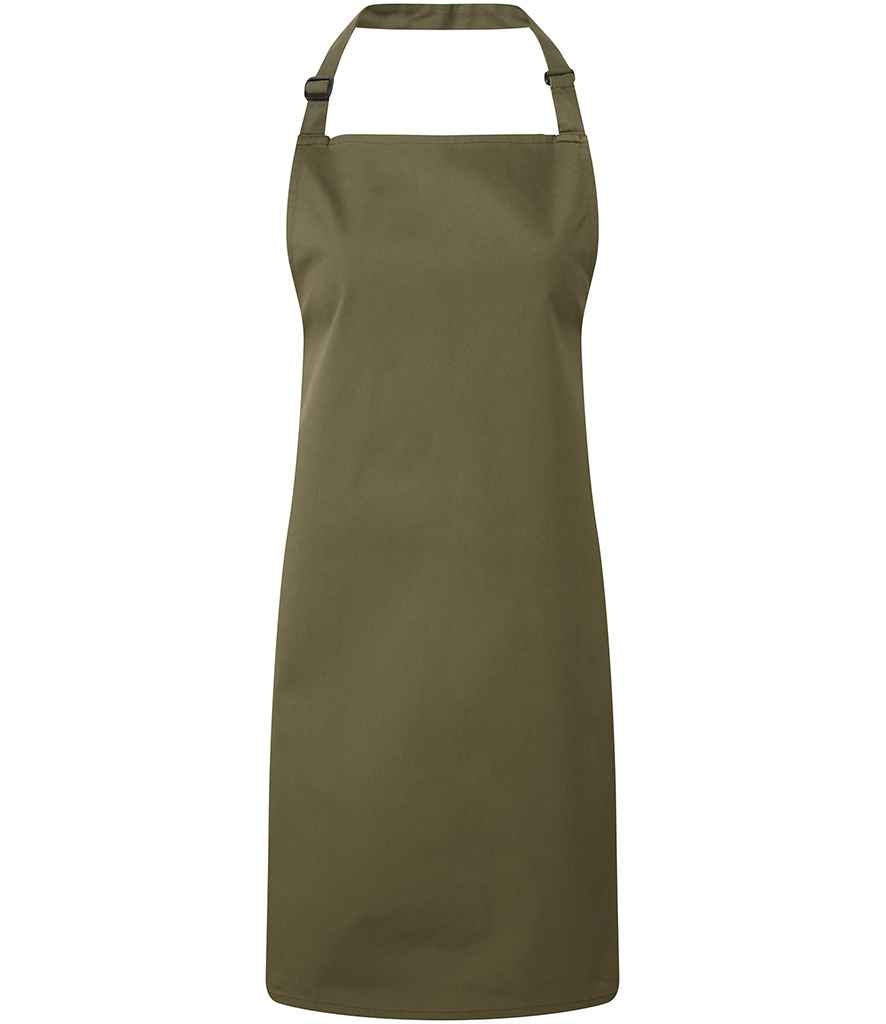 Premier PR150 Olive Green Front - Apron Ready to be Embroidered and Printed by Custard Workwear - Cheap Personalised and Customised Workwear in Nottinghamshire, Derbyshire and Leicestershire