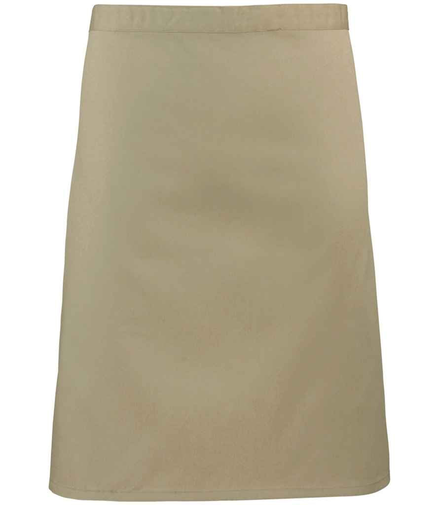 Premier PR151 Khaki Front - Apron Ready to be Embroidered and Printed by Custard Workwear - Cheap Personalised and Customised Workwear in Nottinghamshire, Derbyshire and Leicestershire