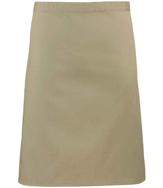 Premier PR151 Khaki Front - Apron Ready to be Embroidered and Printed by Custard Workwear - Cheap Personalised and Customised Workwear in Nottinghamshire, Derbyshire and Leicestershire