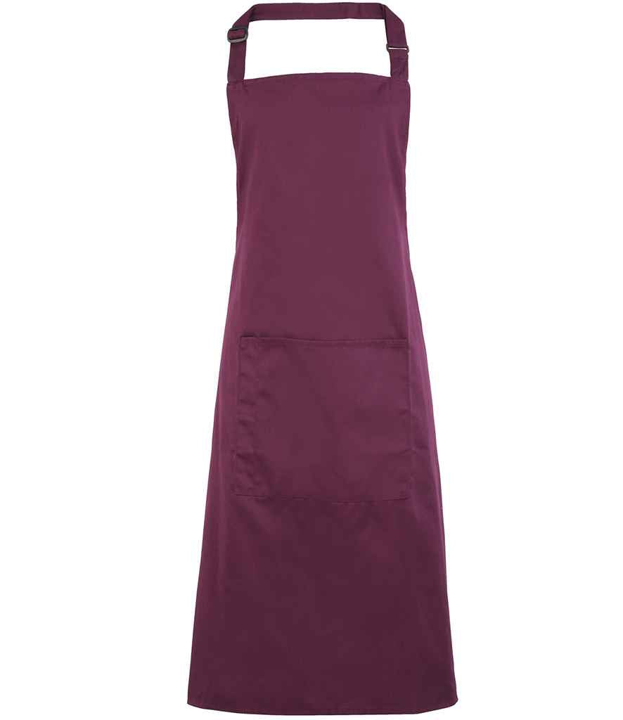Premier PR154 Aubergine Front - Apron Ready to be Embroidered and Printed by Custard Workwear - Cheap Personalised and Customised Workwear in Nottinghamshire, Derbyshire and Leicestershire