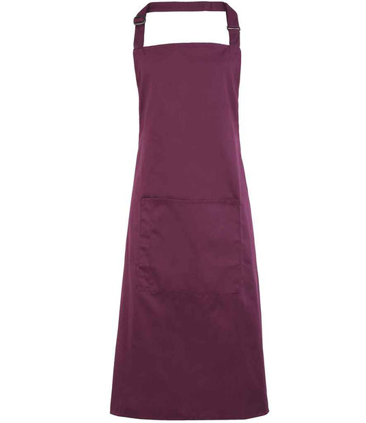 Premier PR154 Aubergine Front - Apron Ready to be Embroidered and Printed by Custard Workwear - Cheap Personalised and Customised Workwear in Nottinghamshire, Derbyshire and Leicestershire