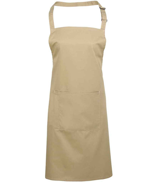 Premier PR154 Khaki Front - Apron Ready to be Embroidered and Printed by Custard Workwear - Cheap Personalised and Customised Workwear in Nottinghamshire, Derbyshire and Leicestershire