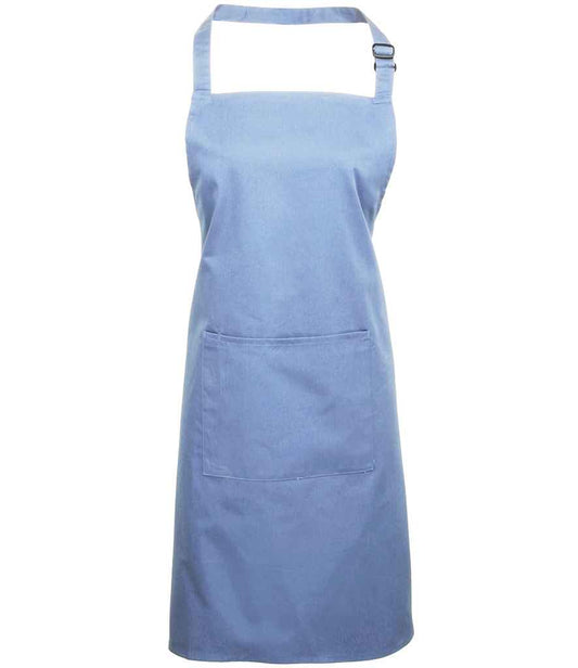 Premier PR154 Mid Blue Front - Apron Ready to be Embroidered and Printed by Custard Workwear - Cheap Personalised and Customised Workwear in Nottinghamshire, Derbyshire and Leicestershire