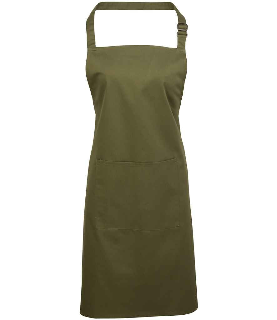 Premier PR154 Olive Green Front - Apron Ready to be Embroidered and Printed by Custard Workwear - Cheap Personalised and Customised Workwear in Nottinghamshire, Derbyshire and Leicestershire