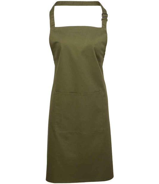 Premier PR154 Olive Green Front - Apron Ready to be Embroidered and Printed by Custard Workwear - Cheap Personalised and Customised Workwear in Nottinghamshire, Derbyshire and Leicestershire