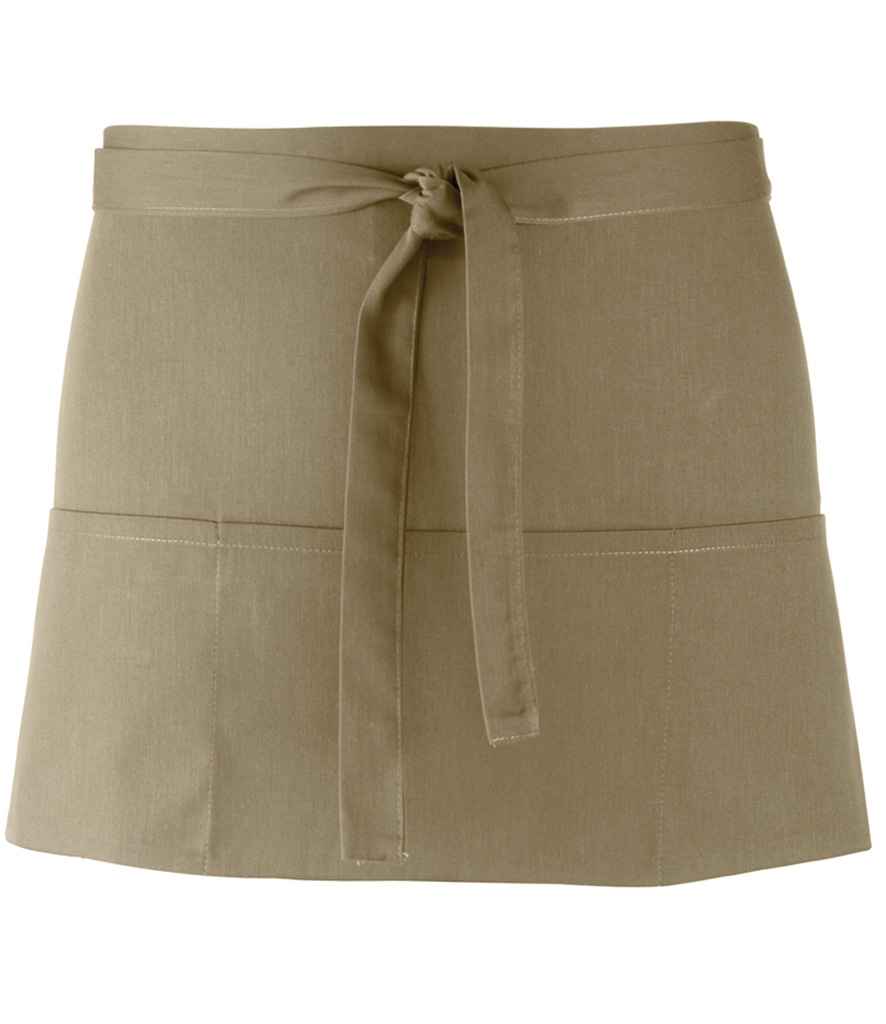 Premier PR155 Olive Green Front - Apron Ready to be Embroidered and Printed by Custard Workwear - Cheap Personalised and Customised Workwear in Nottinghamshire, Derbyshire and Leicestershire
