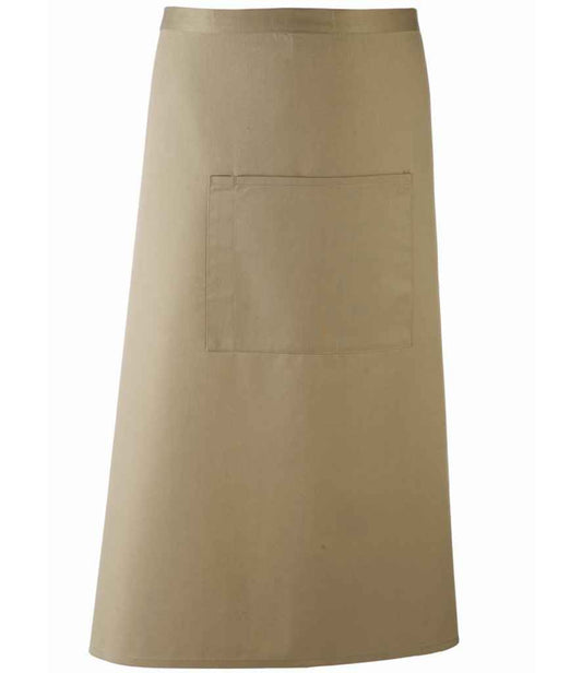 Premier PR158 Olive Green Front - Apron Ready to be Embroidered and Printed by Custard Workwear - Cheap Personalised and Customised Workwear in Nottinghamshire, Derbyshire and Leicestershire