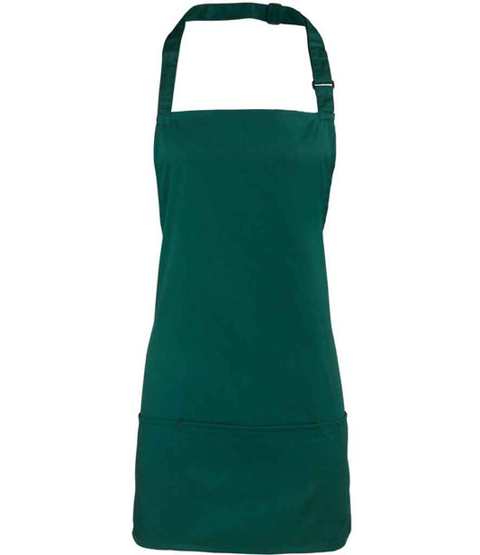 Premier PR159 Bottle Green Front - Apron Ready to be Embroidered and Printed by Custard Workwear - Cheap Personalised and Customised Workwear in Nottinghamshire, Derbyshire and Leicestershire
