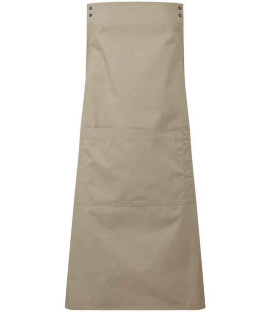 Premier PR190 Khaki Front - Apron Ready to be Embroidered and Printed by Custard Workwear - Cheap Personalised and Customised Workwear in Nottinghamshire, Derbyshire and Leicestershire