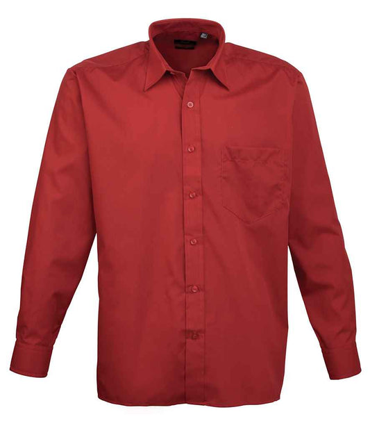Premier PR200 Burgundy Front - Men's Shirt Ready to be Embroidered and Printed by Custard Workwear - Cheap Personalised and Customised Workwear in Nottinghamshire, Derbyshire and Leicestershire