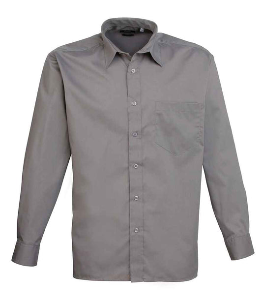 Premier PR200 Dark Grey Front - Men's Shirt Ready to be Embroidered and Printed by Custard Workwear - Cheap Personalised and Customised Workwear in Nottinghamshire, Derbyshire and Leicestershire