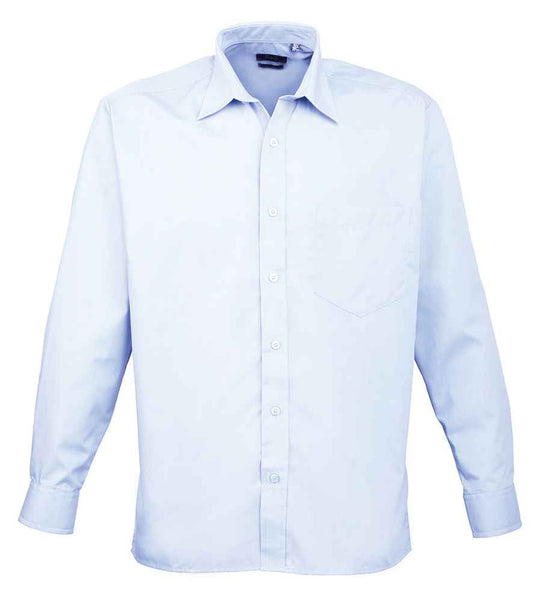 Premier PR200 Light Blue Front - Men's Shirt Ready to be Embroidered and Printed by Custard Workwear - Cheap Personalised and Customised Workwear in Nottinghamshire, Derbyshire and Leicestershire
