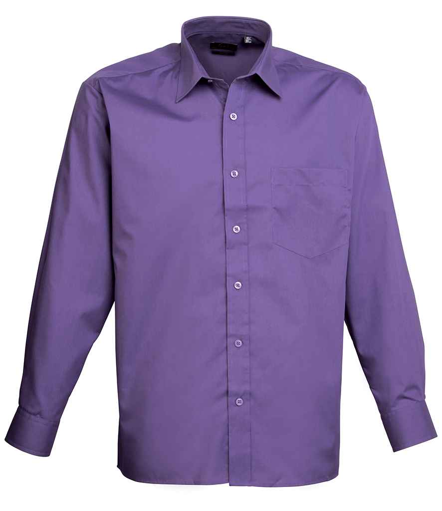 Premier PR200 Purple Front - Men's Shirt Ready to be Embroidered and Printed by Custard Workwear - Cheap Personalised and Customised Workwear in Nottinghamshire, Derbyshire and Leicestershire