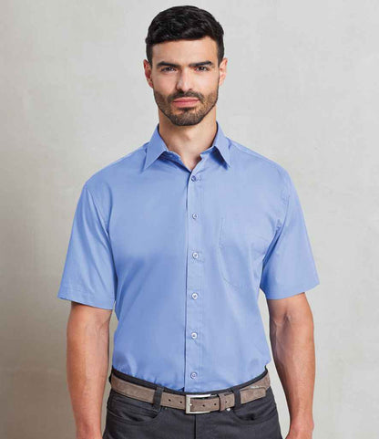 Premier PR202 Mid Blue Model - Men's Shirt Ready to be Embroidered and Printed by Custard Workwear - Cheap Personalised and Customised Workwear in Nottinghamshire, Derbyshire and Leicestershire