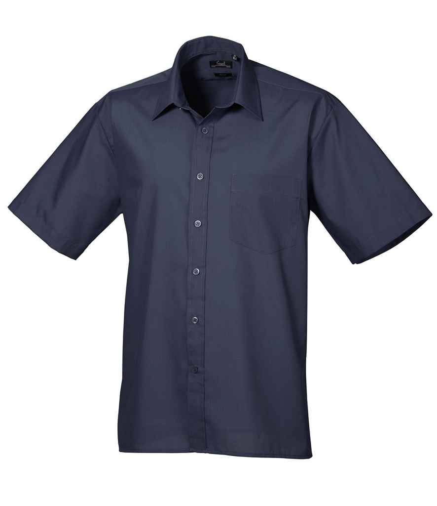 Premier PR202 Navy Front - Men's Shirt Ready to be Embroidered and Printed by Custard Workwear - Cheap Personalised and Customised Workwear in Nottinghamshire, Derbyshire and Leicestershire